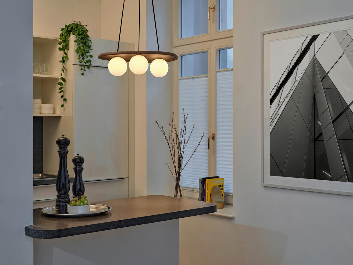 HÄNGELEUCHTE 50/38,5/150 cm  - Akaziefarben, Basics, Glas/Holz (50/38,5/150cm) - Osram
