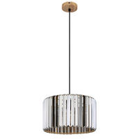 HÄNGELEUCHTE RUN  35 cm  - Schwarz/Braun, Trend, Glas/Textil (35cm)