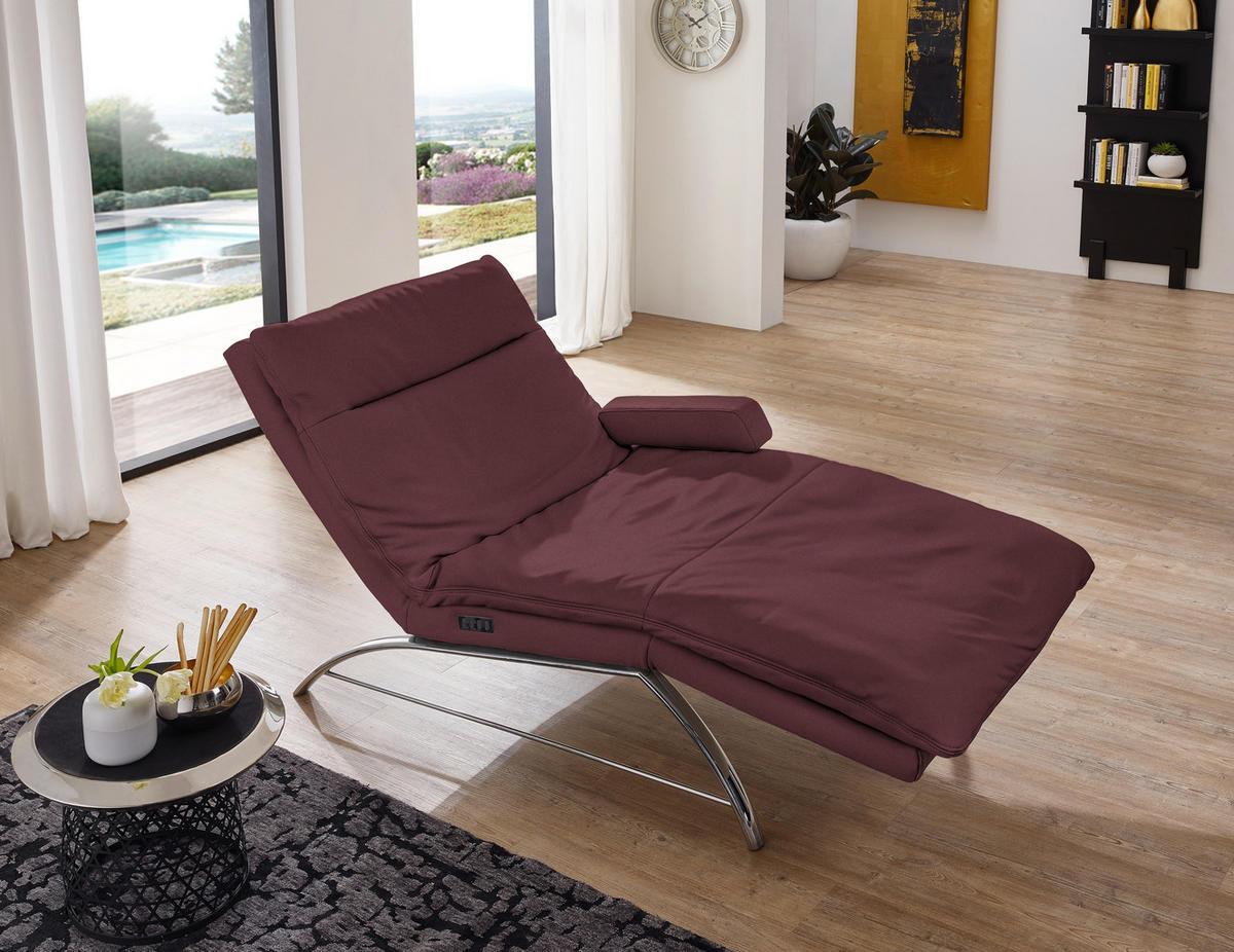 RELAXLIEGE in Echtleder Bordeaux  - Bordeaux/Alufarben, Basics, Leder (95/91/170cm) - Chilliano