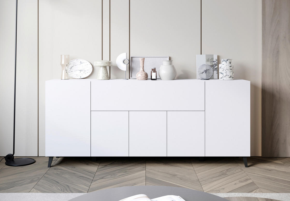 SIDEBOARD  in 180/76/37,5 cm  - Schwarz/Weiß, Design, Holzwerkstoff/Kunststoff (180/76/37,5cm) - Livetastic