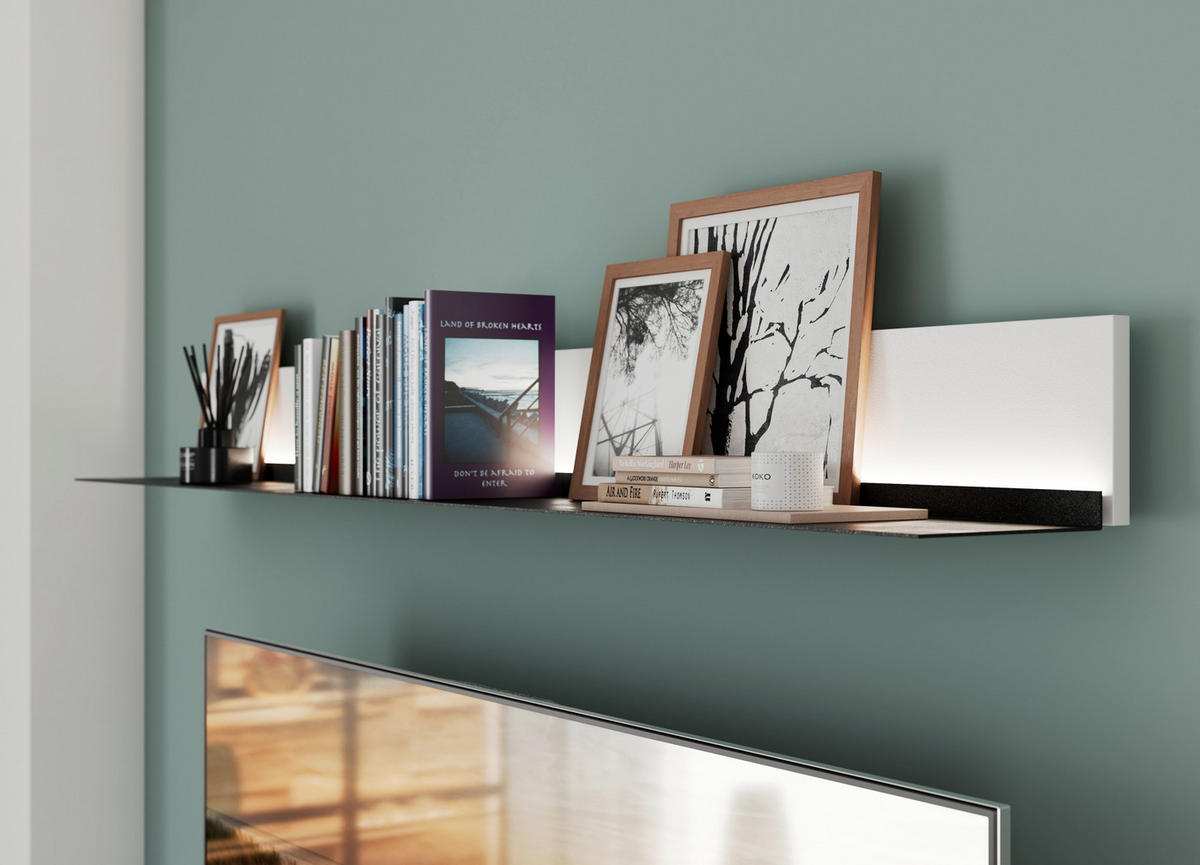 WOHNWAND  in Grau, Wildeiche 303,8/220,3/37,1 cm  - Wildeiche/Schwarz, Design, Glas/Holz (303,8/220,3/37,1cm) - Dieter Knoll