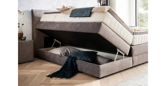 BOXSPRINGBETT 180/200 cm  in Grau  - Wengefarben/Grau, KONVENTIONELL, Holz/Textil (180/200cm) - Novel