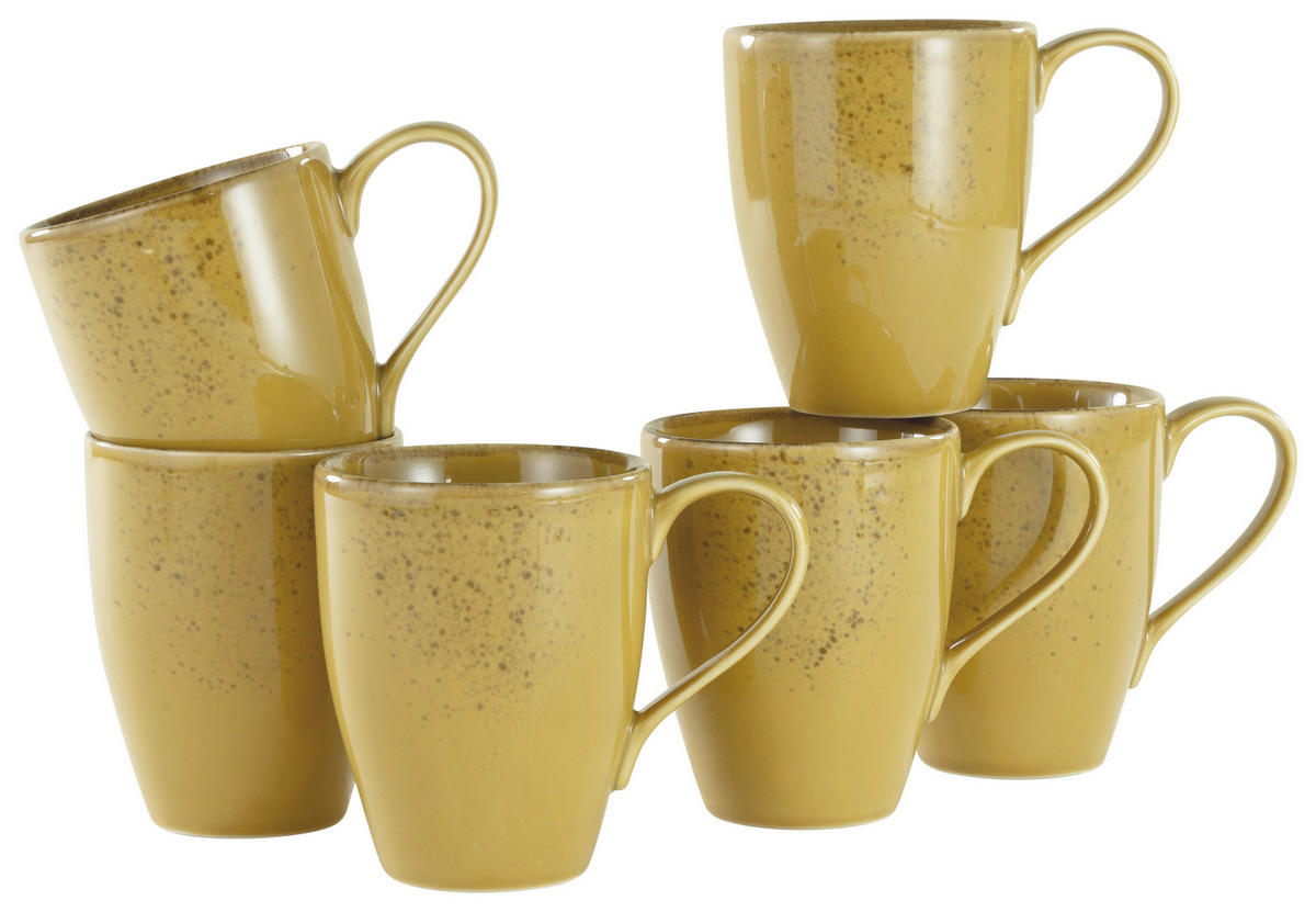 KAFFEEBECHERSET 6-teilig  - Currygelb, Trend, Keramik (300ml) - Creatable