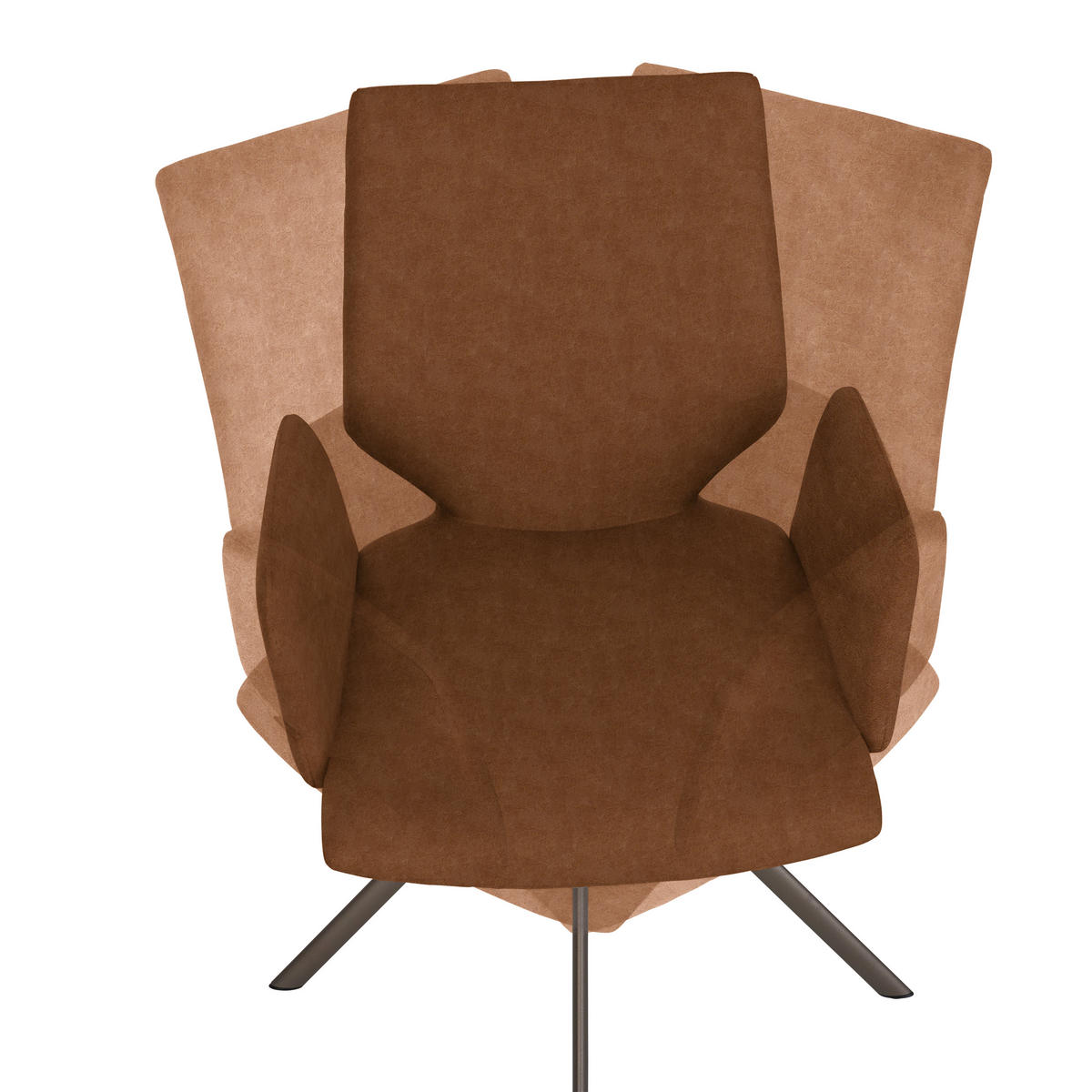 ARMLEHNSTUHL  Lederauswahl, Stoffauswahl, Typenauswahl, inklusive Armlehnen Mikrofaser  - Cognac/Braun, Design, Textil/Metall (57/92/63cm) - Venjakob