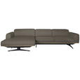 ECKSOFA  in Echtleder Graubraun  163/305 cm  - Eichefarben/Graubraun, Design, Leder/Holz (163/305cm) - Novel