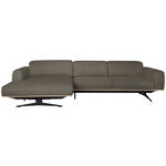 ECKSOFA in Echtleder Graubraun  163/305 cm  - Eichefarben/Graubraun, Design, Leder/Holz (163/305cm) - Novel