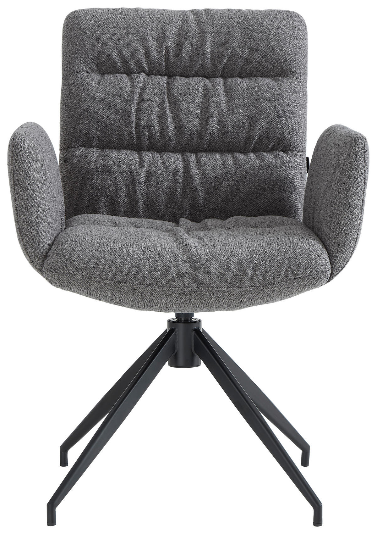 ARMLEHNSTUHL  Sitzfläche 360° drehbar Leinenoptik  Schwarz, Cappuccino  - Schwarz/Cappuccino, Design, Textil/Metall (62/86/65cm) - Dieter Knoll