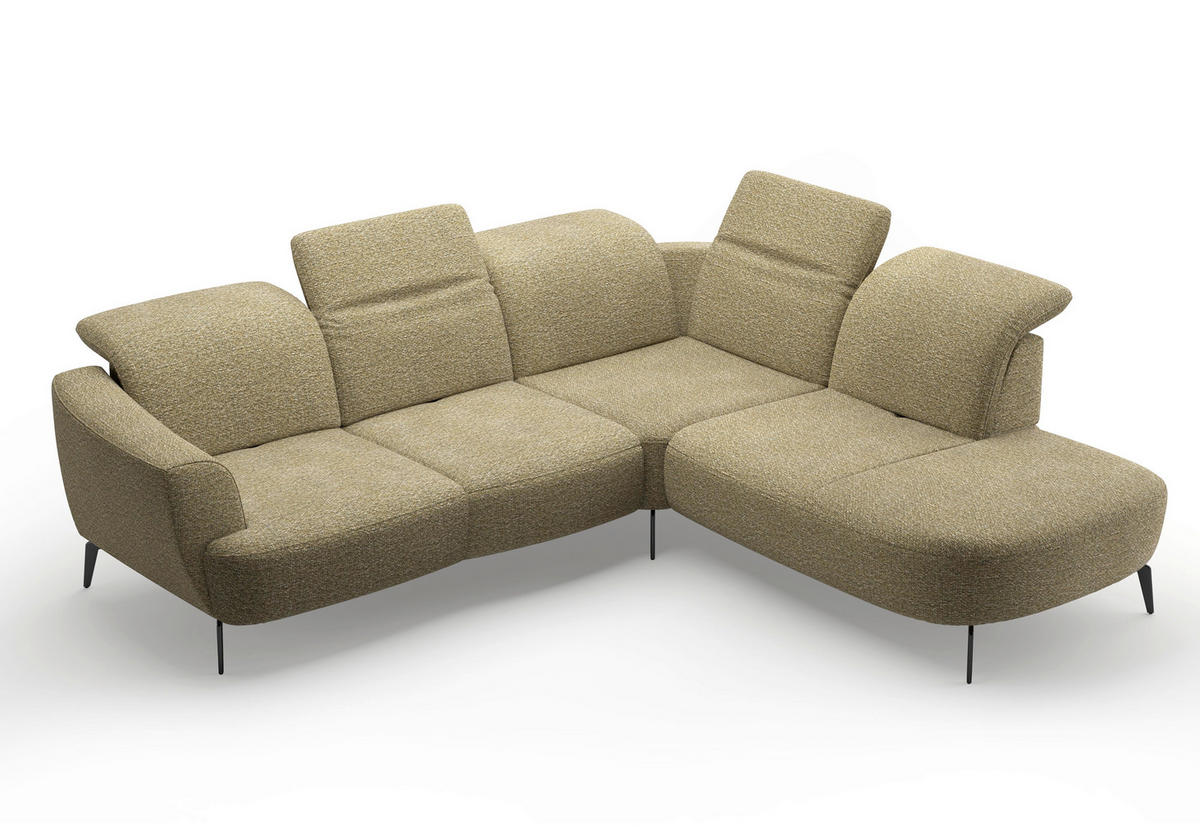 ECKSOFA ZOE E Olivgrün Chenille  - Schwarz/Olivgrün, KONVENTIONELL, Textil/Metall (300/267cm) - Sit & More