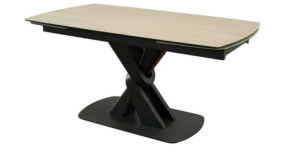 ESSTISCH in Metall, Glas, Stein 160-240/90/76 cm  - Beige/Schwarz, Design, Glas/Stein (160-240/90/76cm) - Novel