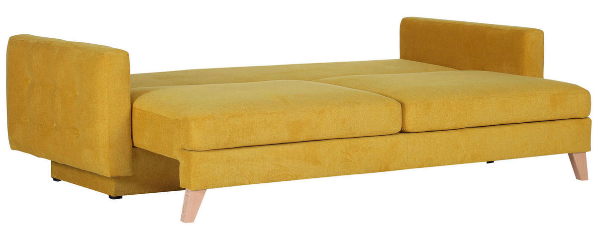 BÄDDSOFFA i flatväv gul  - naturfärgad/gul, Klassisk, textil (225/70/98cm) - Livetastic