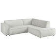 ECKSOFA in Cord Hellgrau  - Hellgrau/Schwarz, KONVENTIONELL, Kunststoff/Textil (254/224cm) - Hom`in