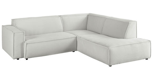 ECKSOFA in Cord Hellgrau  - Hellgrau/Schwarz, KONVENTIONELL, Kunststoff/Textil (254/224cm) - Hom`in