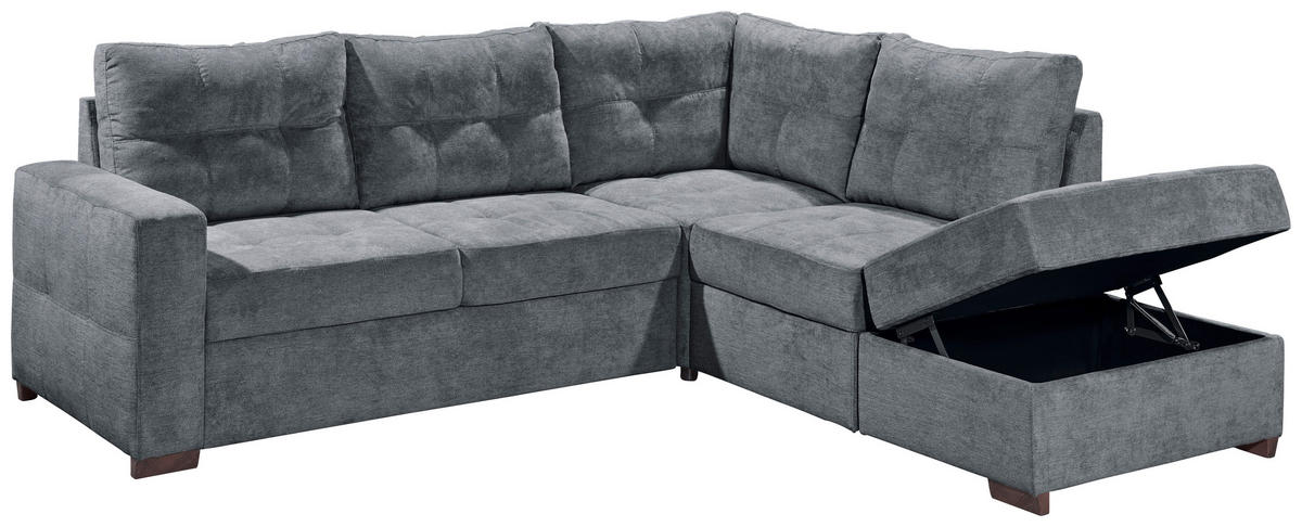 SAROKKANAPÉ textil, faalapú anyag antracit  - fekete/antracit, Basics, műanyag/faalapú anyag (234/213cm) - MID.YOU