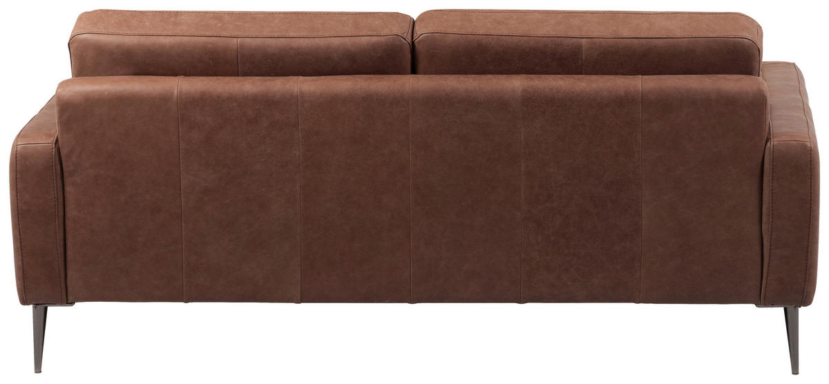 Canapea Cu 2 Locuri, piele, maro închis - maro închis/negru cromat, Design, metal/piele (157/85/92cm) - Livetastic