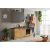 KÜCHENLEERBLOCK 280 cm   in Graphitfarben, Eichefarben  - Dunkelgrau/Eichefarben, Basics, Holzwerkstoff/Metall (280cm) - Impuls