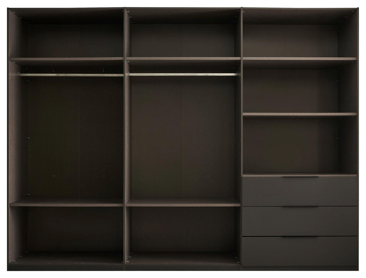 DREHTÜRENSCHRANK 300/225,5/60 cm 6-türig Graphitfarben, Hellgrau  - Hellgrau/Schwarz, MODERN, Holzwerkstoff/Kunststoff (300/225,5/60cm) - MID.YOU