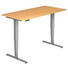 SCHREIBTISCH - Silberfarben/Ahornfarben, KONVENTIONELL, Holzwerkstoff/Metall (160/63,5-128,5/80cm) SCHREIBTISCH - Silberfarben/Ahornfarben, KONVENTIONELL, Holzwerkstoff/Metall (160/63,5-128,5/80cm)