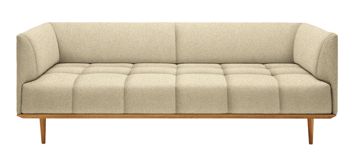 BIGSOFA Flachgewebe Hellbraun  - Hellbraun, Modern, Holz/Textil (220/77/120cm) - Joka