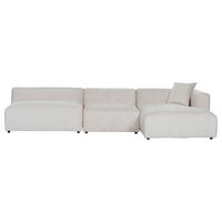 HÖRNSOFFA i chenille cremefärgad  - svart/cremefärgad, Modern, textil/plast (337/178cm) - Carryhome