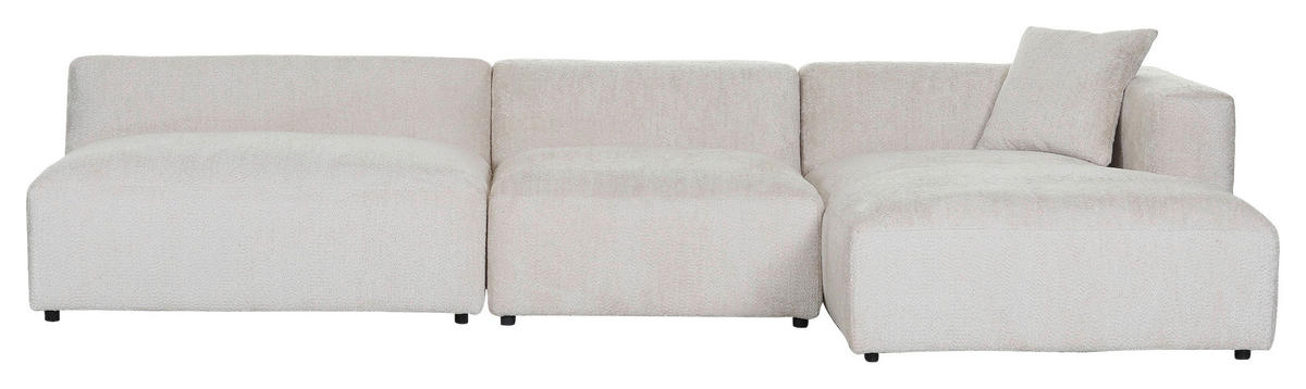 HÖRNSOFFA i chenille cremefärgad  - svart/cremefärgad, Modern, textil/plast (337/178cm) - Carryhome