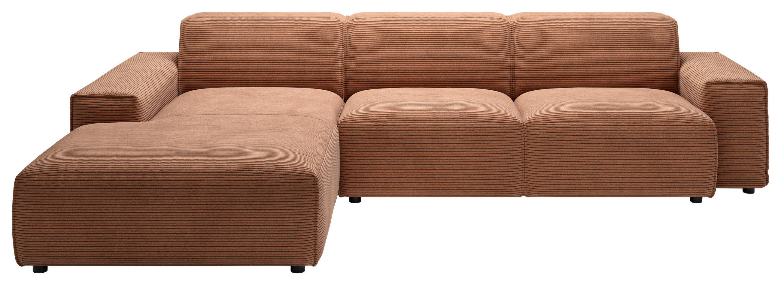 ECKSOFA in Cord Rostfarben  - Rostfarben/Schwarz, Design, Kunststoff/Textil (189/300cm) - Pure Home Lifestyle