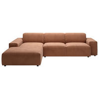 ECKSOFA in Cord Rostfarben  - Rostfarben/Schwarz, Design, Kunststoff/Textil (189/300cm) - Pure Home Lifestyle