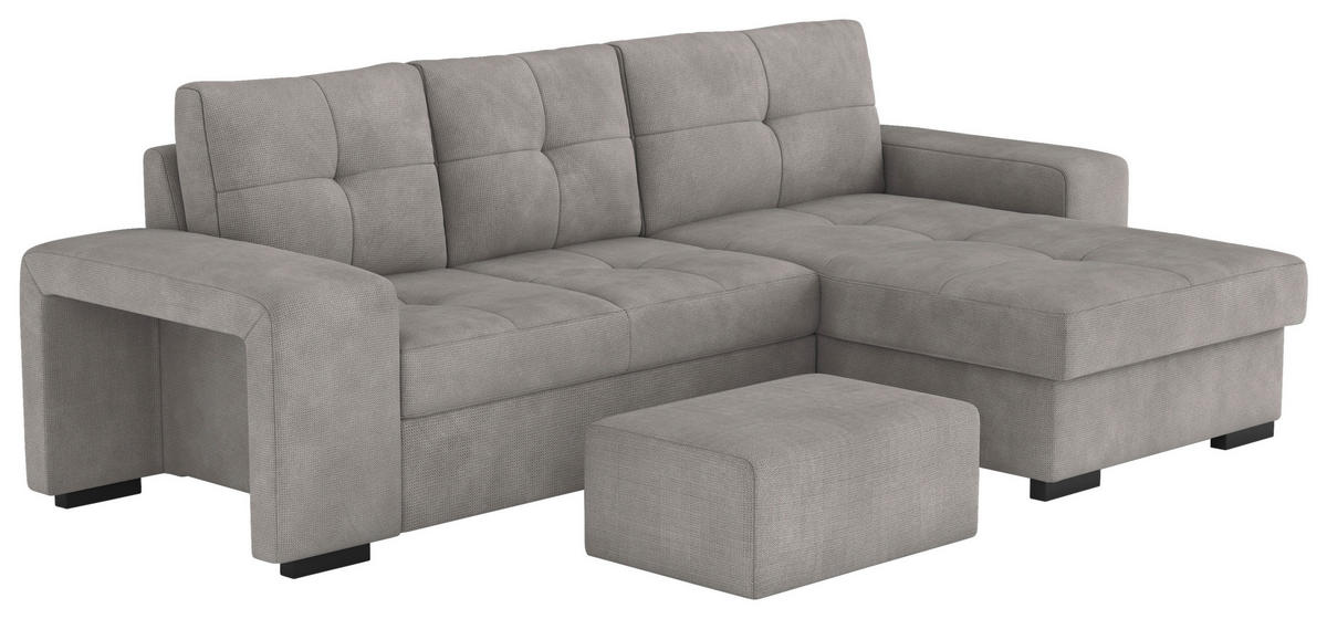 ECKSCHLAFSOFA Grau Mikrofaser  - Schwarz/Grau, MODERN, Kunststoff/Textil (268/156cm) - MID.YOU