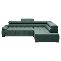 HÖRNSOFFA i chenille, vävt tyg mörkgrön  - svart/mörkgrön, Modern, textil/plast (283/106cm) - MID.YOU