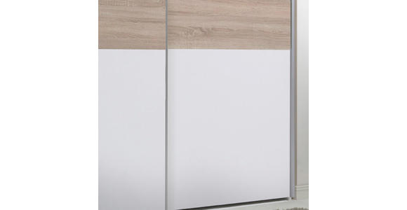SCHWEBETÜRENSCHRANK 2-türig Weiß, Sonoma Eiche - Eichefarben/Alufarben, KONVENTIONELL, Holzwerkstoff/Metall (170/195/59cm) - Carryhome