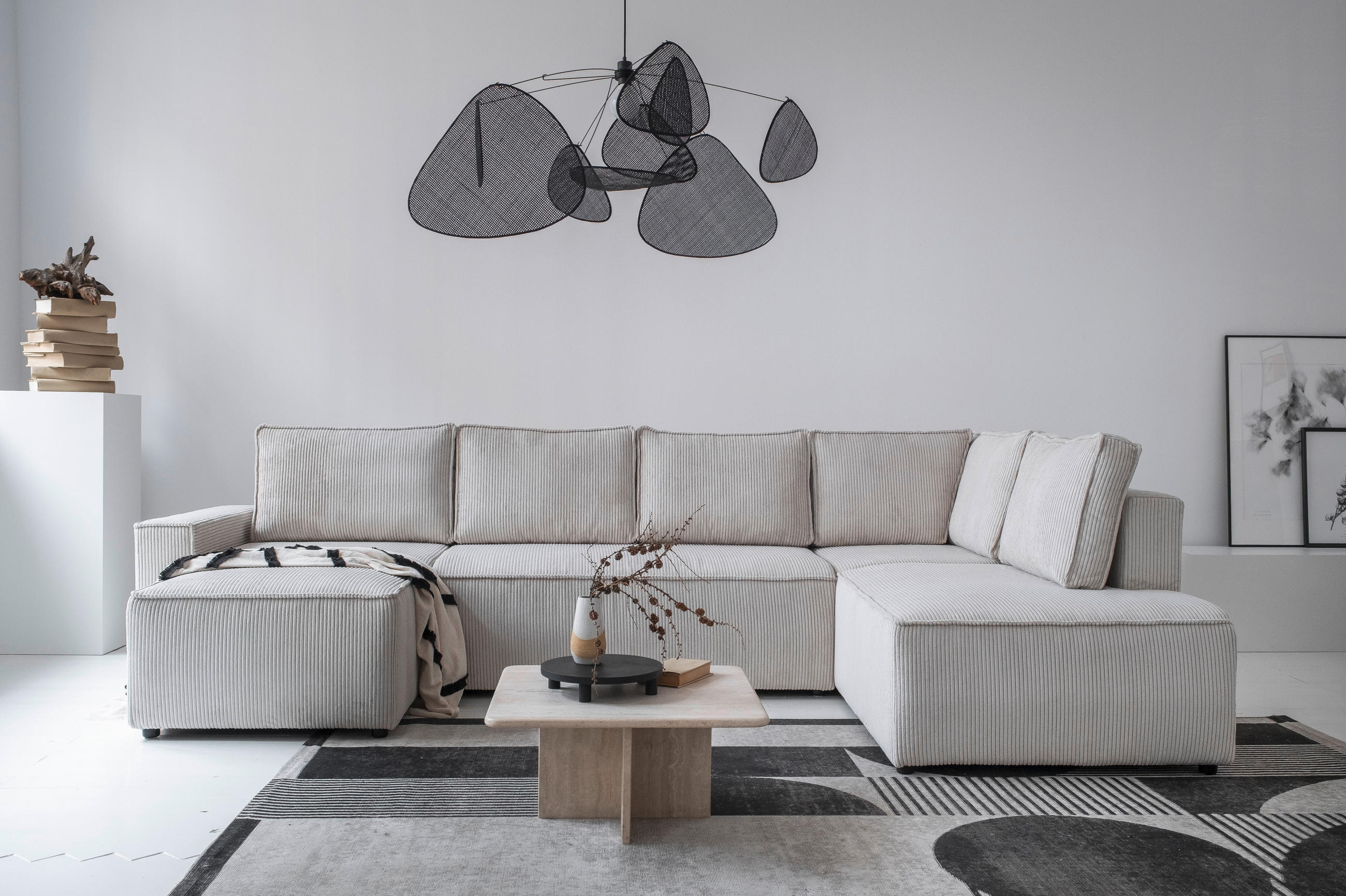 SOFFA i manchester beige  - beige/svart, Design, textil/plast (156/322/194cm) - MID.YOU