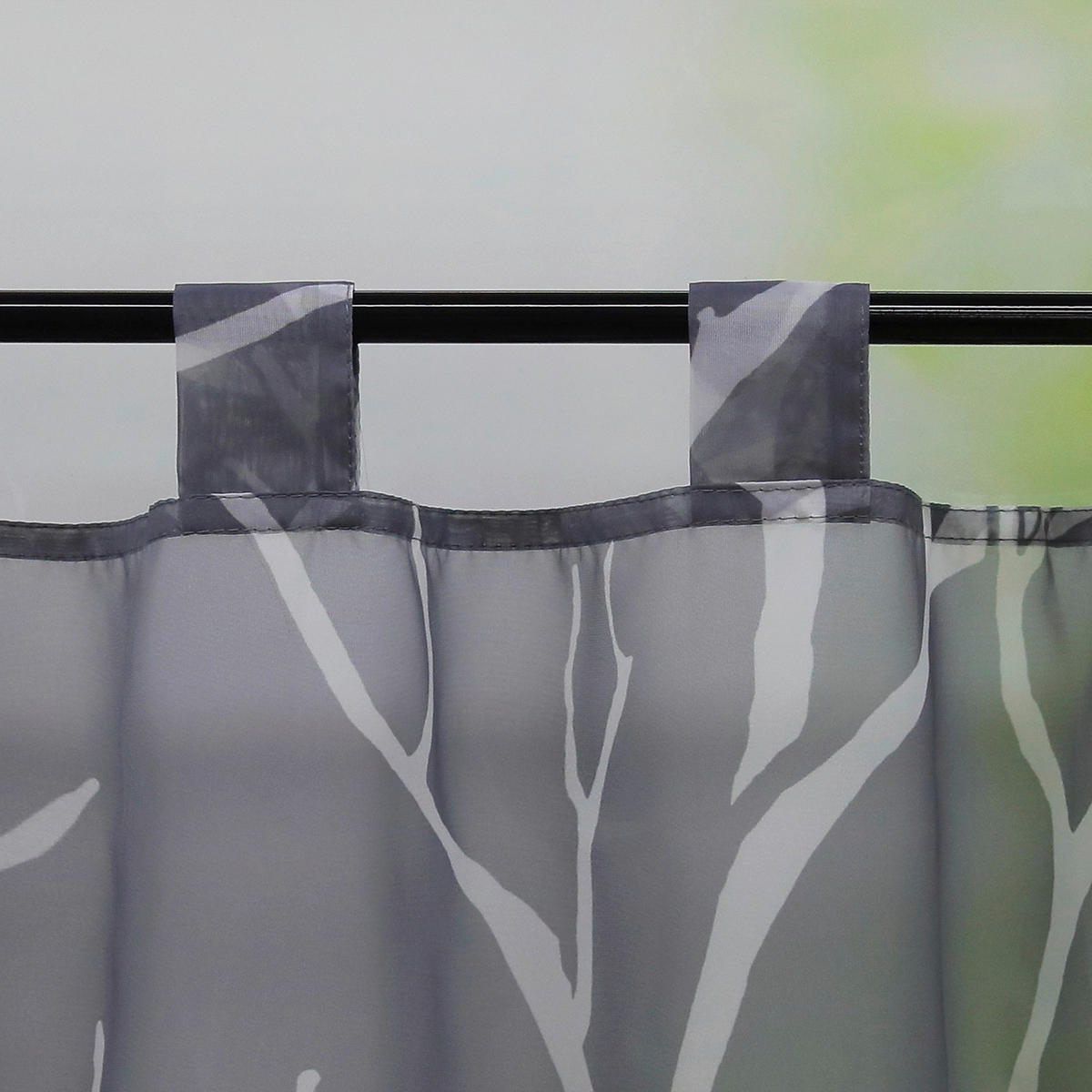 KURZGARDINE   90/60 cm   - Weiß/Grau, Basics, Textil (90/60cm) - Joyswahl
