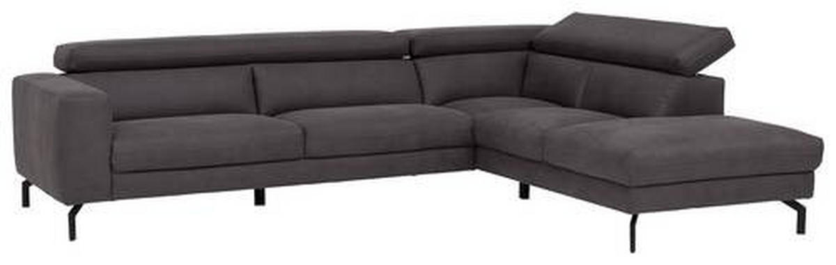 ECKSOFA in Mikrofaser Dunkelgrau  - Dunkelgrau/Schwarz, Modern, Textil/Metall (305/233cm) - Trendmanufaktur