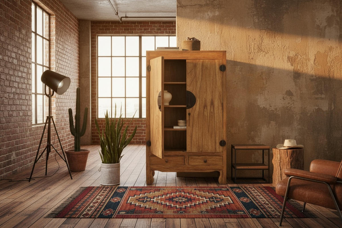 HOCHZEITSSCHRANK  in massiv Mahagoni Naturfarben  - Schwarz/Naturfarben, LIFESTYLE, Holz/Metall (105/175/45cm) - Milino