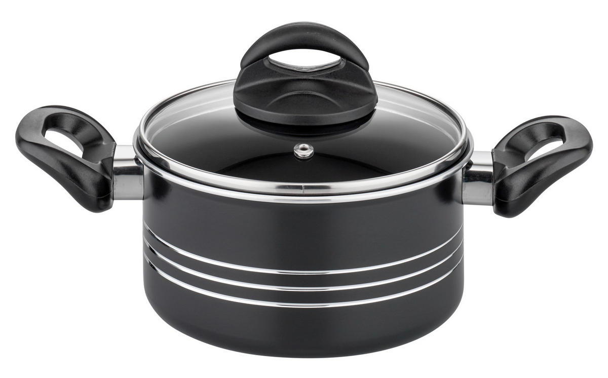 KOCHTOPFSET MILANO NERO 6-teilig  - Schwarz, Basics, Metall - GSW