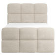 BOXBETT 120/200 cm,  in Beige, gepolstertes Kopfteil, Bettkasten, Topper, H3 = fest  - Beige/Schwarz, Design, Holzwerkstoff/Kunststoff (120/200cm) - Xora