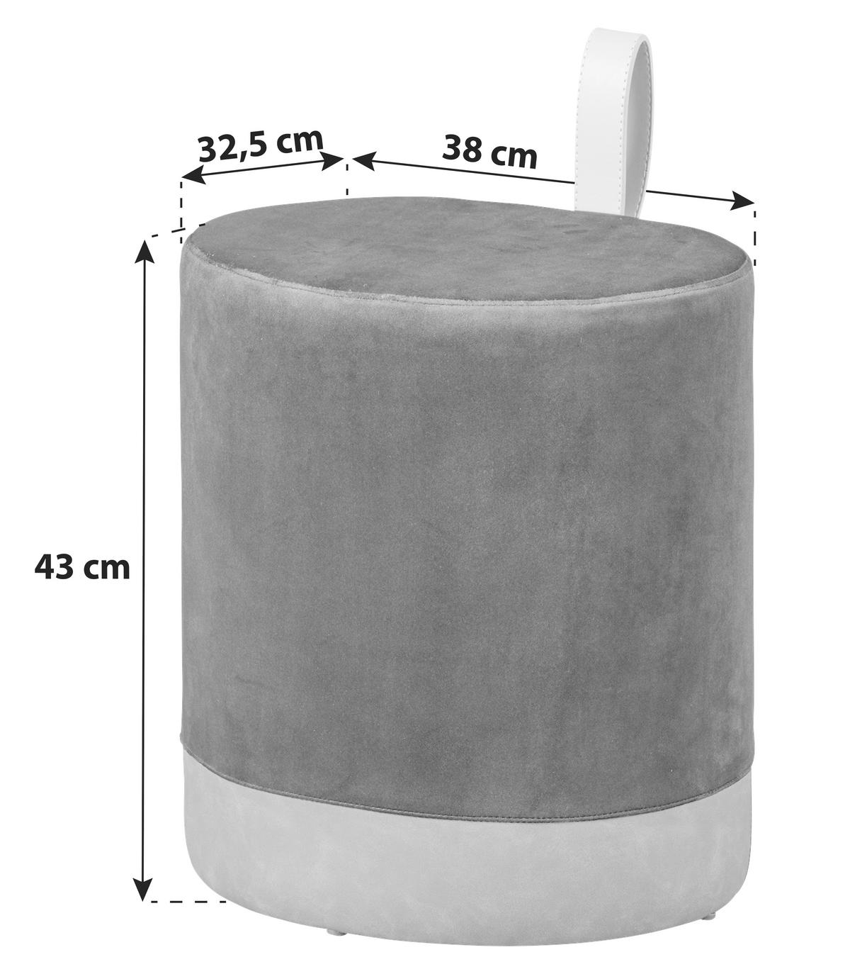TABURETKA, plast, textil, kompozitné drevo, 38/43/32,5 cm - modrá/sivá, Konventionell, kompozitné drevo/textil (38/43/32,5cm) - MID.YOU
