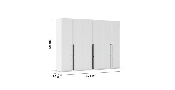 DREHTÜRENSCHRANK 301/223/61 cm,  in Weiß, 6-türig  - Schwarz/Weiß, Basics, Holzwerkstoff/Metall (301/223/61cm) - Novel