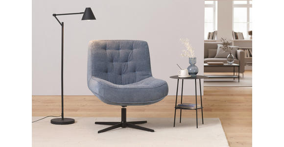 SESSEL in Struktur Blaugrau  - Blaugrau/Schwarz, Design, Holz/Textil (71/83/79cm) - Carryhome