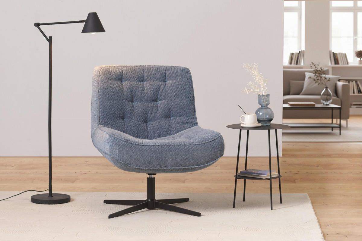 SESSEL Struktur Blaugrau  - Blaugrau/Schwarz, Design, Holz/Textil (71/83/79cm) - Carryhome