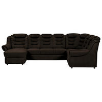 WOHNLANDSCHAFT in Chenille Braun  - Schwarz/Braun, Konventionell, Kunststoff/Textil (165/333/216cm) - Livetastic