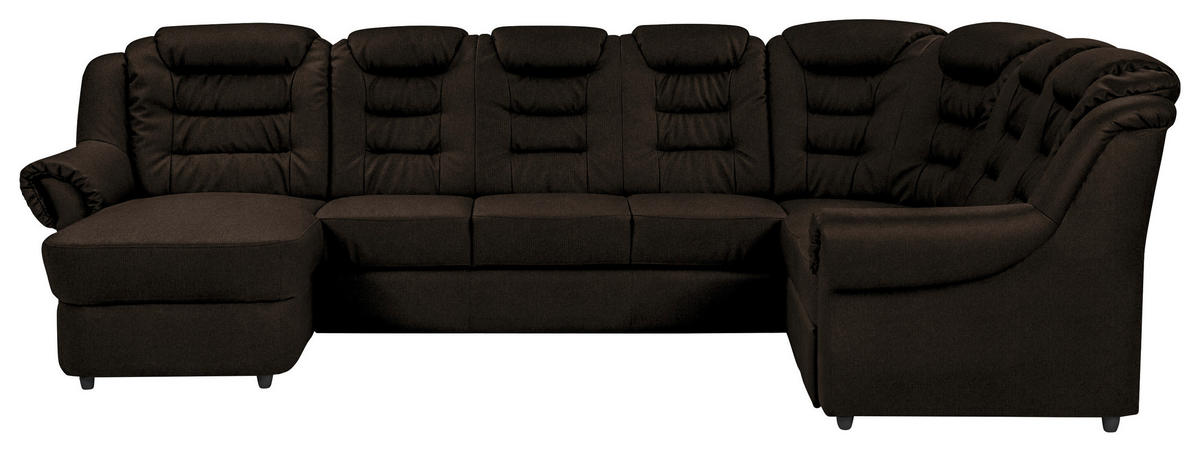 WOHNLANDSCHAFT in Chenille Braun  - Schwarz/Braun, Konventionell, Kunststoff/Textil (165/333/216cm) - Livetastic