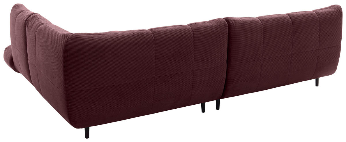 ECKSOFA Ottomane rechts, Eckteil  Bordeaux Feincord  - Bordeaux/Schwarz, Design, Holz/Textil (288/215cm) - Pure Home Lifestyle
