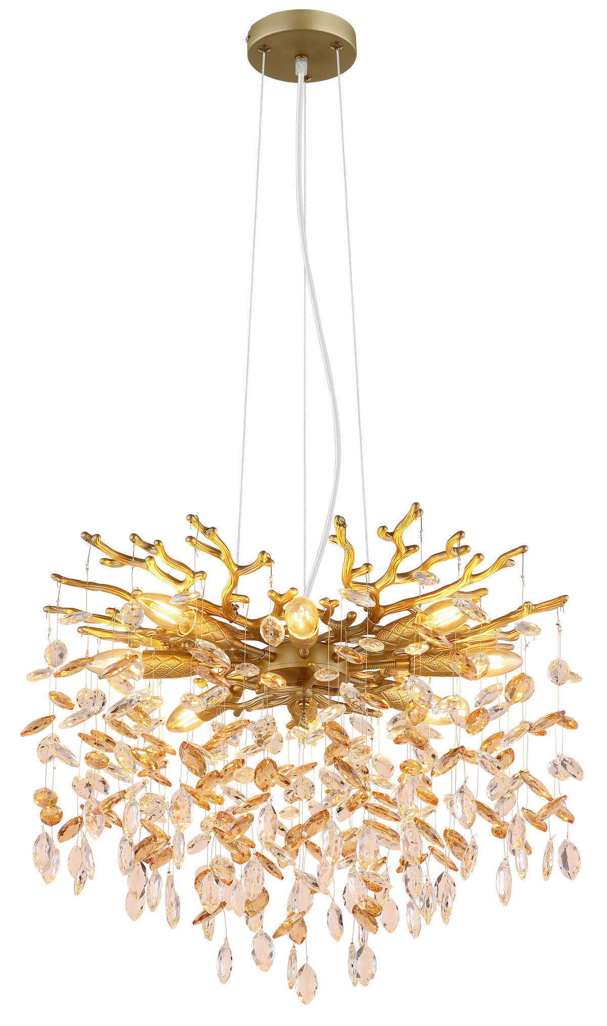 HÄNGELEUCHTE Queena 60/120 cm  - Klar/Goldfarben, Design, Glas/Metall (60/120cm) - Globo