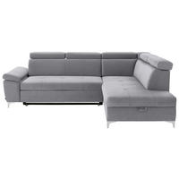 ECKSOFA  in Mikrofaser Silberfarben  - Chromfarben/Silberfarben, KONVENTIONELL, Textil/Metall (271/206cm) - Carryhome