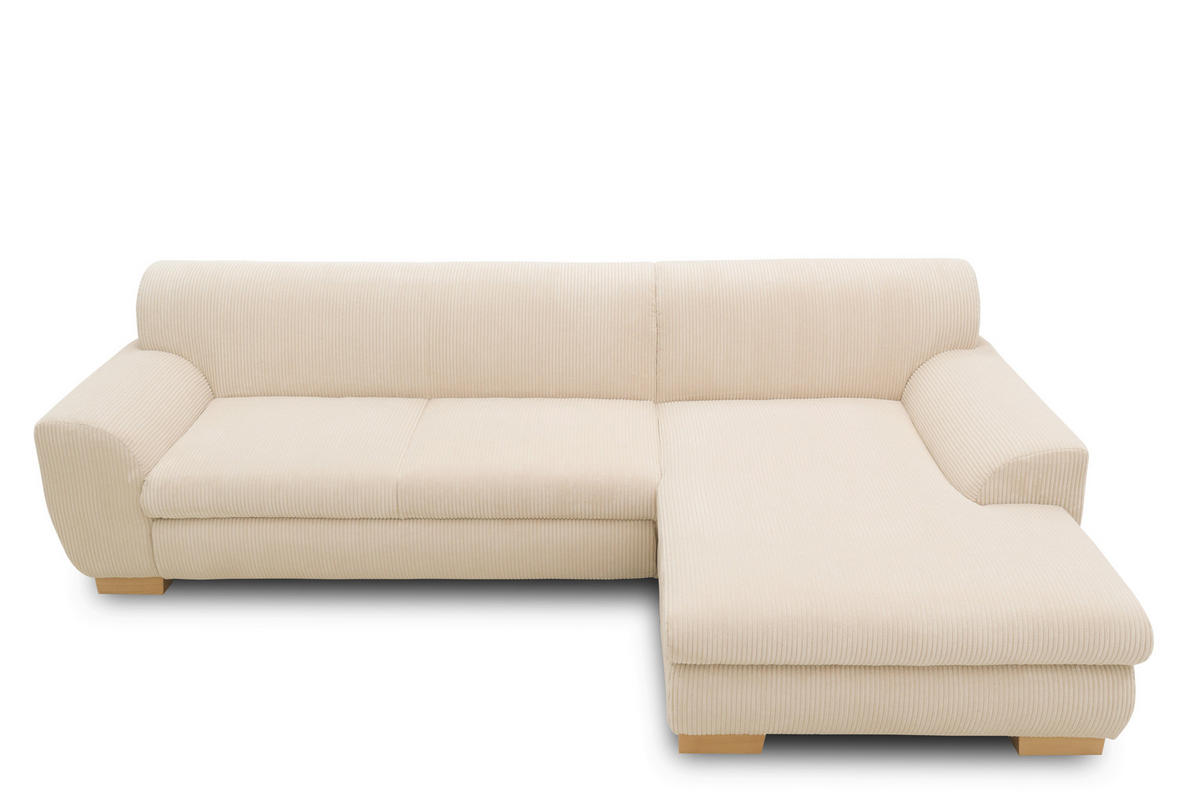 ECKSOFA NIKA Creme Webstoff  - Silberfarben/Creme, Basics, Holz/Textil (277/156cm) - MID.YOU