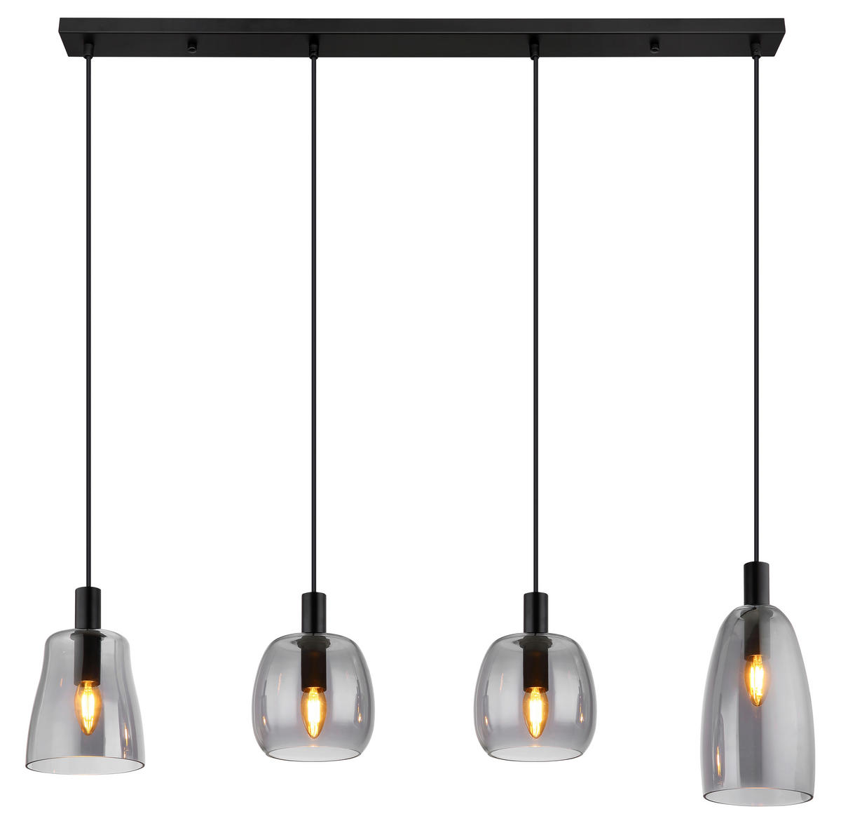 HÄNGELEUCHTE 107/16/120 cm    - Schwarz, Design, Glas/Metall (107/16/120cm) - Globo