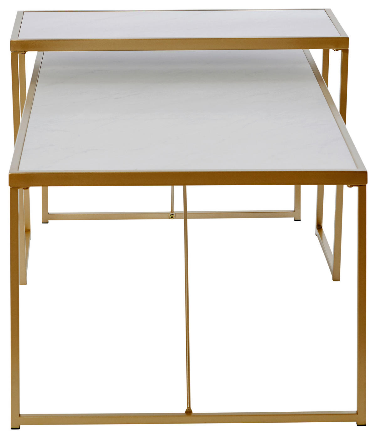 COUCHTISCHSET 120/70/52 cm rechteckig Weiß, Goldfarben  - Goldfarben/Weiß, KONVENTIONELL, Holzwerkstoff/Metall (120/70/52cm) - Livetastic