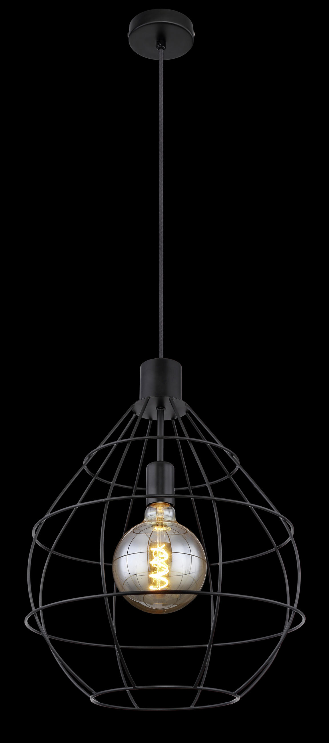 HÄNGLAMPA Edwin 37/120 cm  - svart, Trend, metall (37/120cm) - Globo