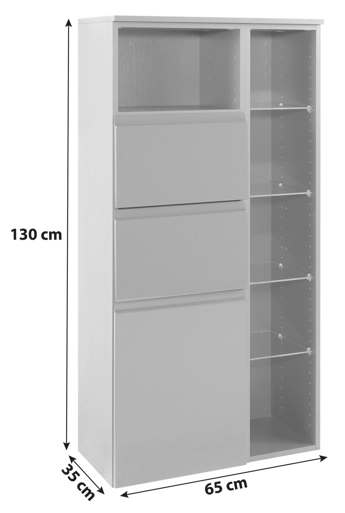 Midischrank in Grau 65/130/35 cm  - Graphitfarben, Design, Holzwerkstoff (65/130/35cm) - Held