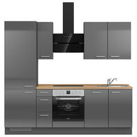 KÜCHENBLOCK 240 cm   in Eichefarben, Schieferfarben  - Schieferfarben/Edelstahlfarben, MODERN, Holzwerkstoff/Metall (240cm) - Nobilia